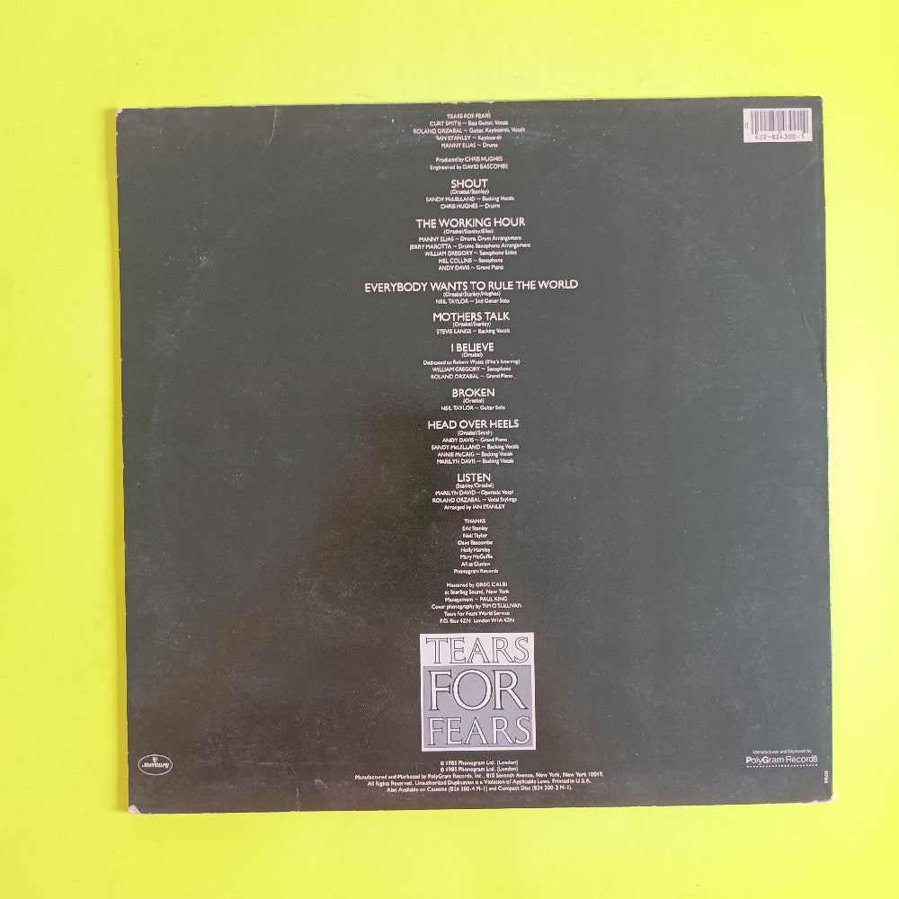 Tears For Fears - Songs From The Big Chair OG PRC 72 - 1985 - 422-824 300-1 M-1 - Used - VG++ - Vinyl
