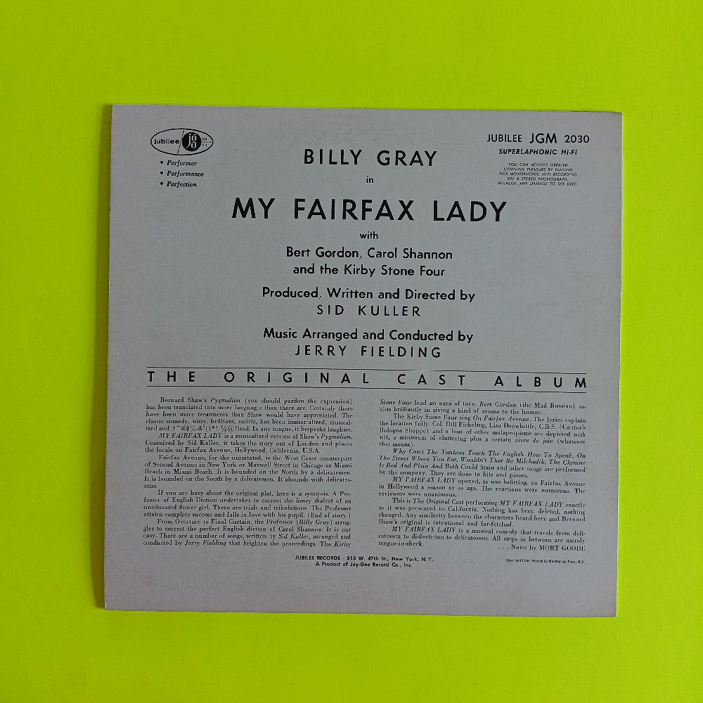 Billy Gray - My Fairfax Lady - 1962 - JGM 2030 - Used - VG+ - Vinyl