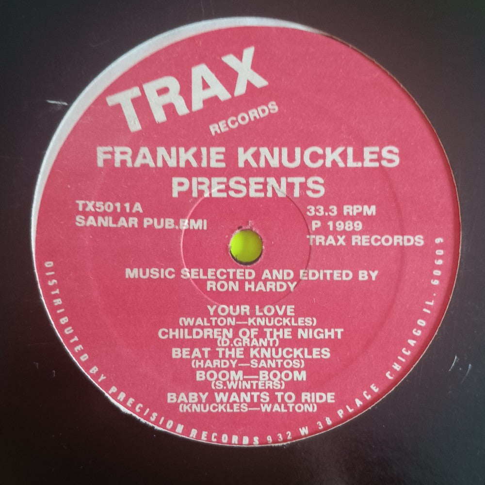 Frankie Knuckles - Presents Music Selected By Ron Hardy - 1989 - TRX 5011 - Used - VG+ - Vinyl