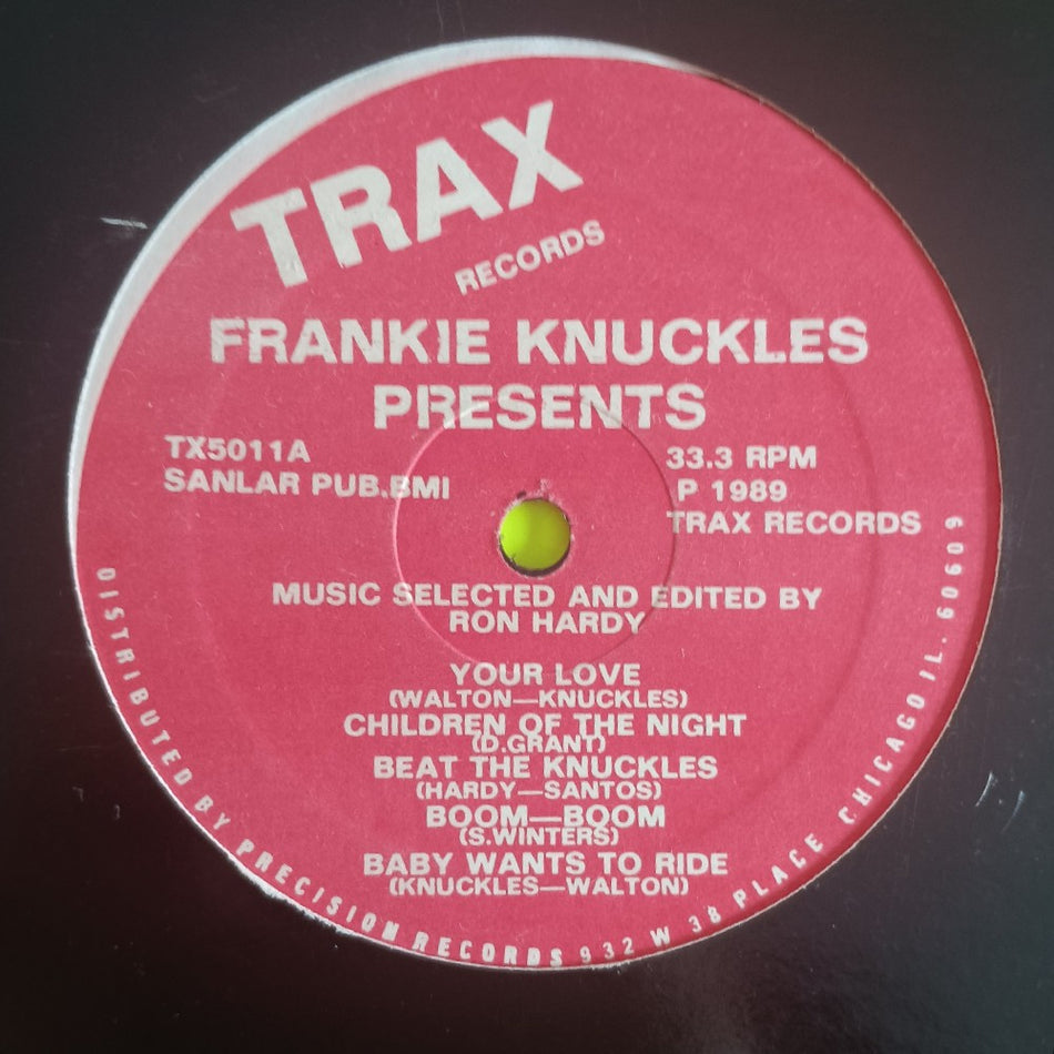 Frankie Knuckles - Presents Music Selected By Ron Hardy - 1989 - TRX 5011 - Used - VG+ - Vinyl
