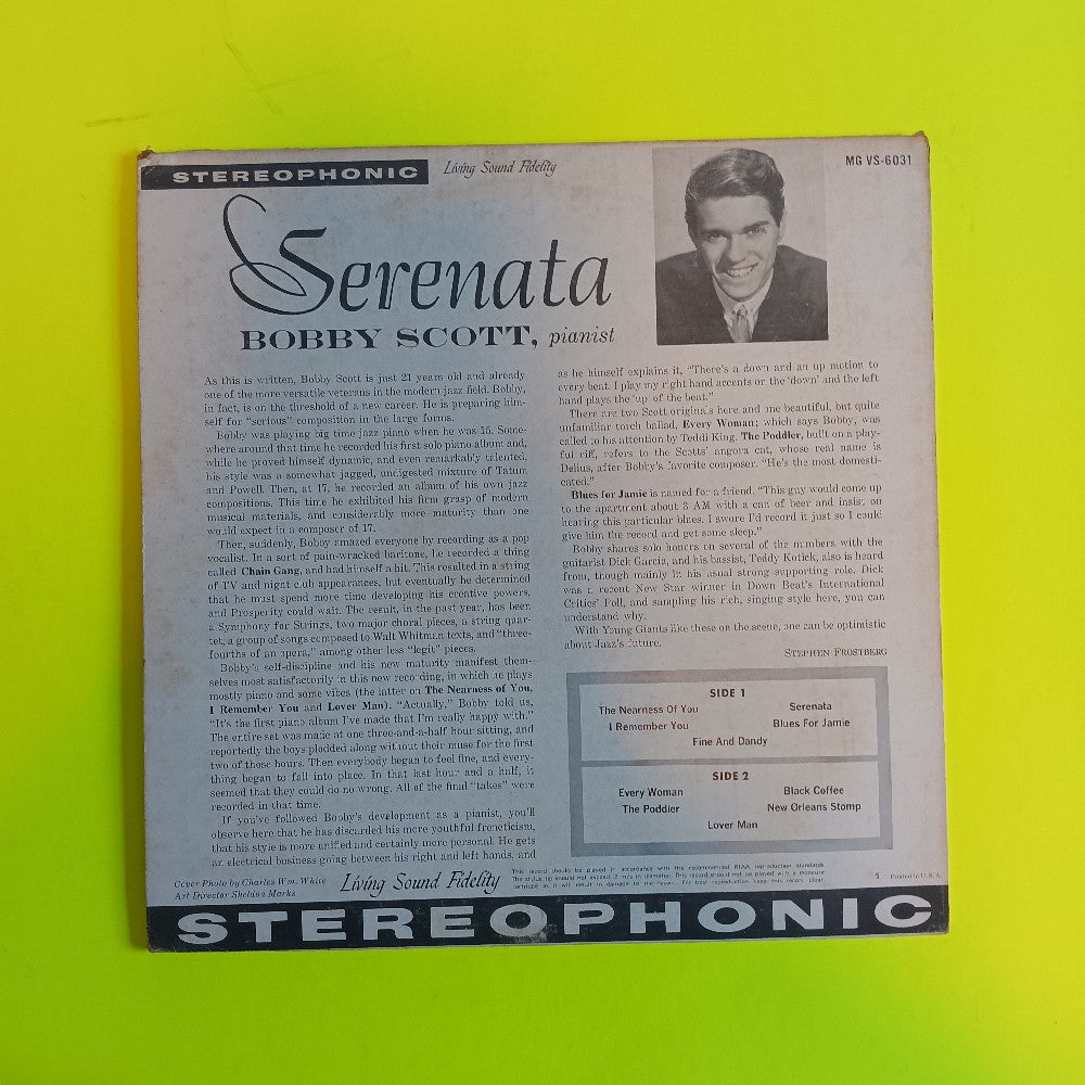 Bobby Scott - Serenata - 1959 - MGVS-6031 - Used - EX - Vinyl
