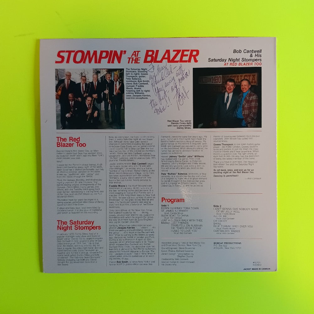 Bob Cantwell - Stompin' At The Blazer SIGNED - 1984 - HJ101 - Used - EX - Vinyl