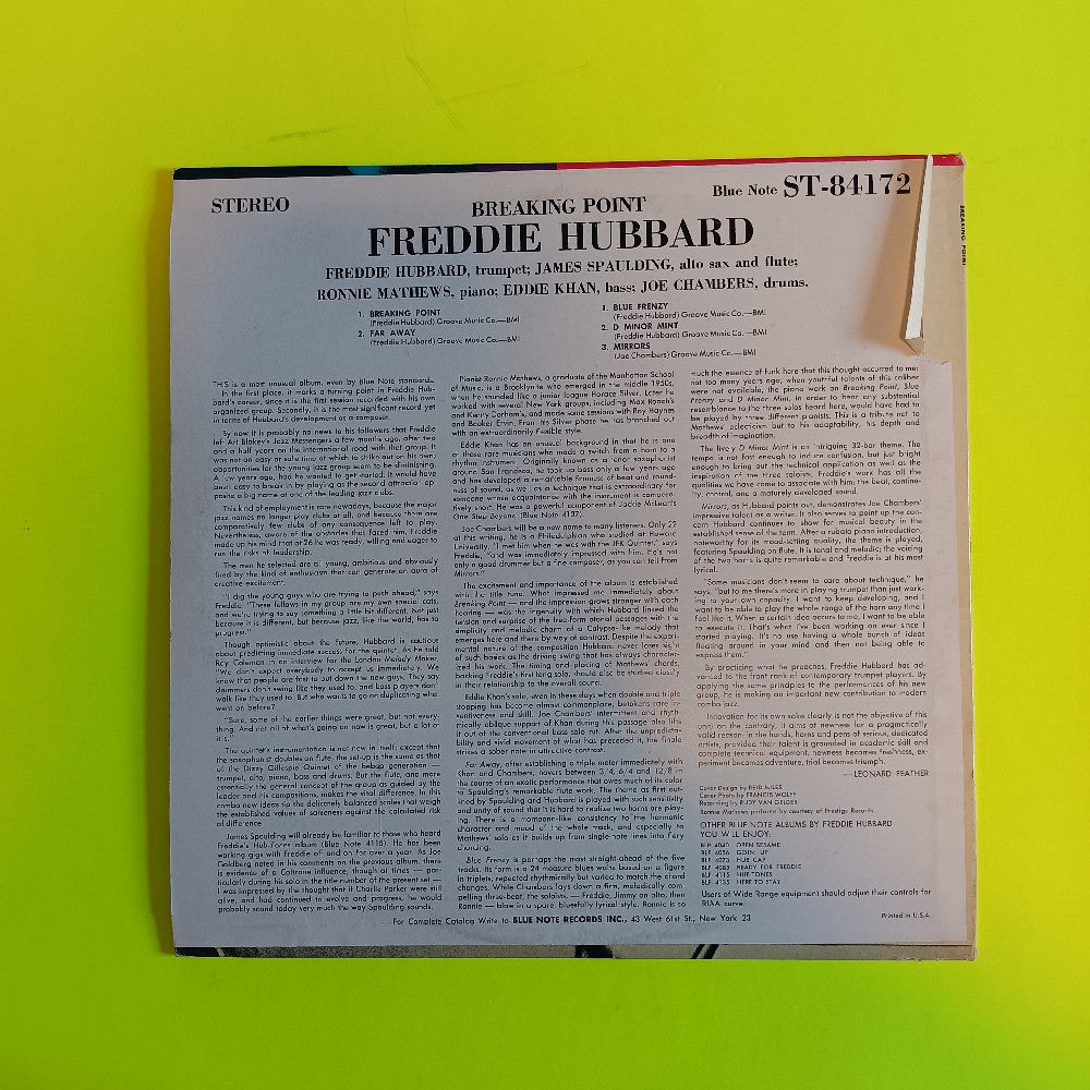 Freddie Hubbard - Breaking Point - 1966 - BST 84172 - Used - EX - Vinyl