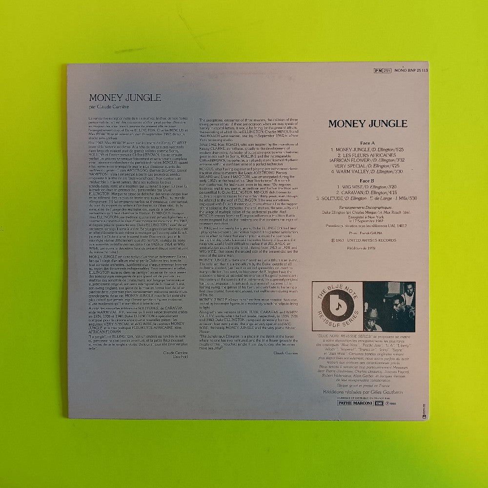 Duke Ellington - Money Jungle FRANCE - 1980 - BNP 25 113 - Used - VG++ - Vinyl
