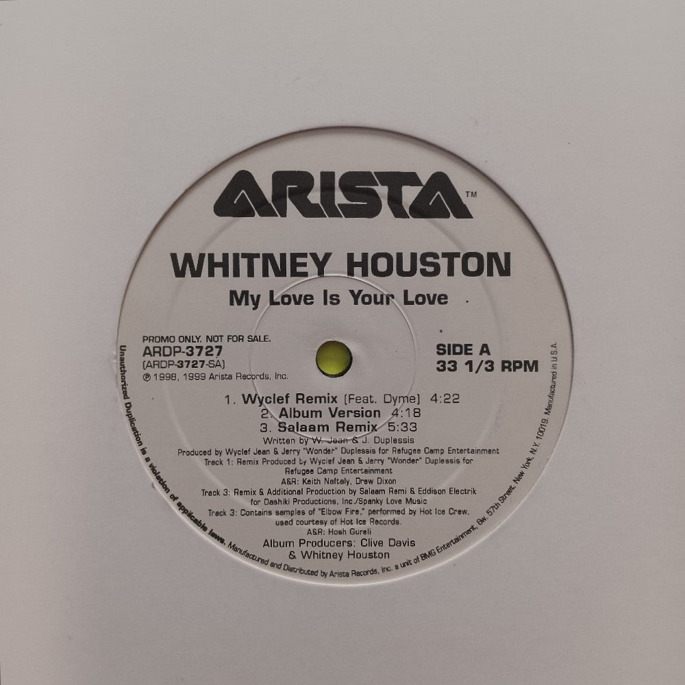 Whitney Houston - My Love Is Your Love 12" PROMO - 1999 - ARDP-3727 - Used - VG++ - Vinyl