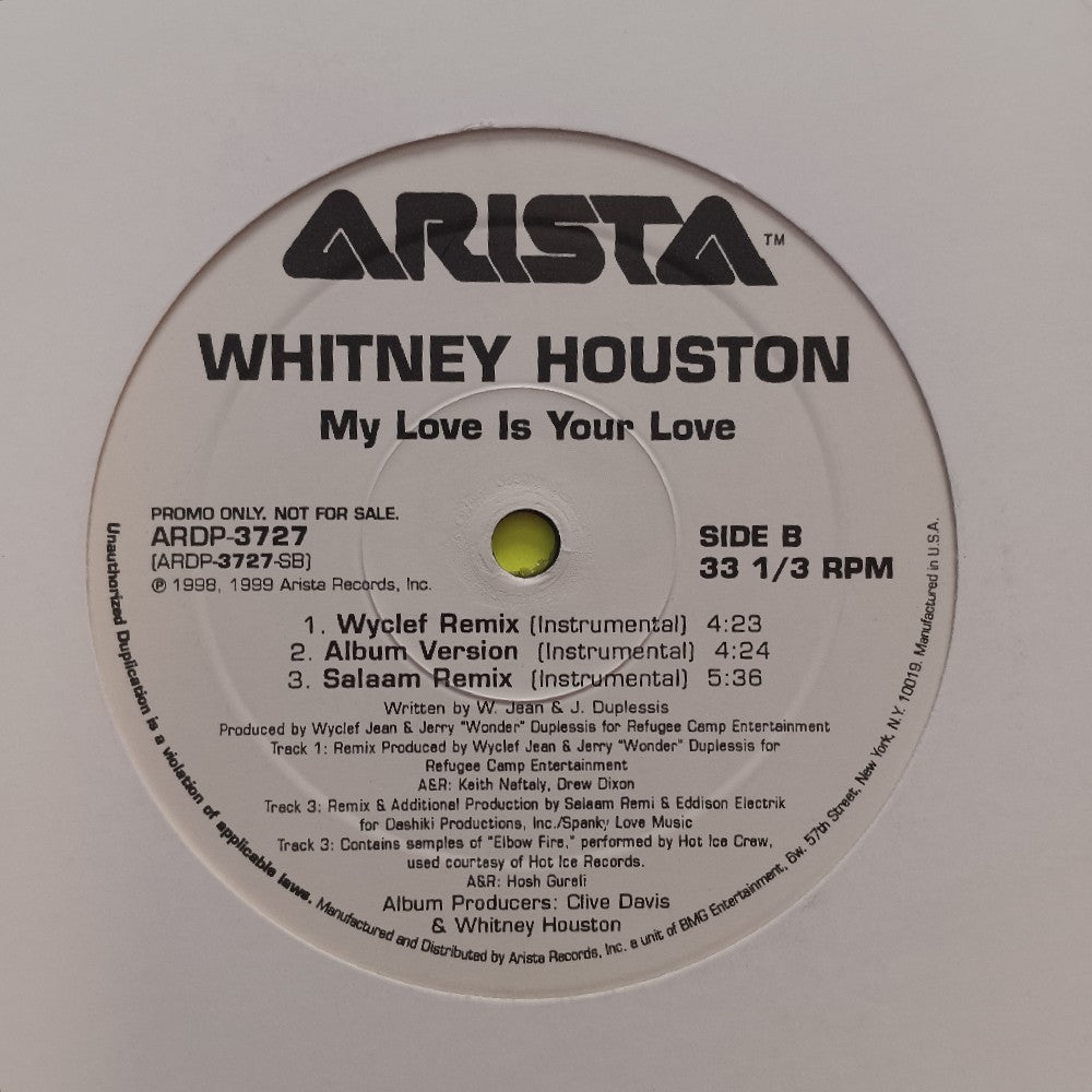 Whitney Houston - My Love Is Your Love 12" PROMO - 1999 - ARDP-3727 - Used - VG++ - Vinyl