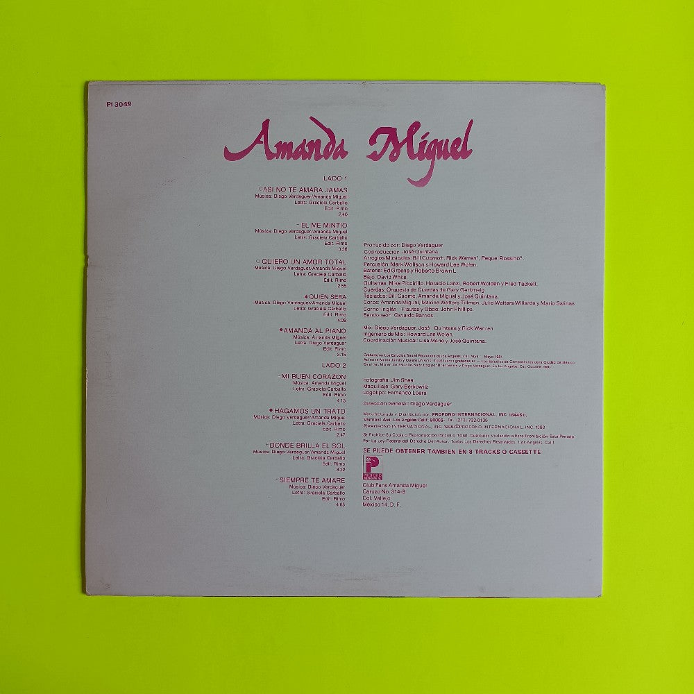 Amanda Miguel - El Sonido Vol. 1 - 1981 - PI 3049 - Used - VG+ - Vinyl