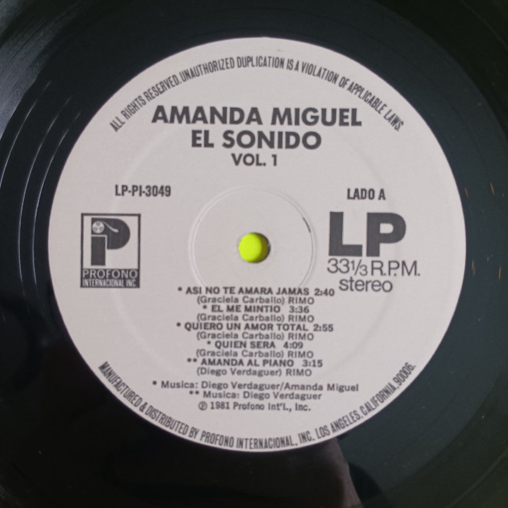 Amanda Miguel - El Sonido Vol. 1 - 1981 - PI 3049 - Used - VG+ - Vinyl