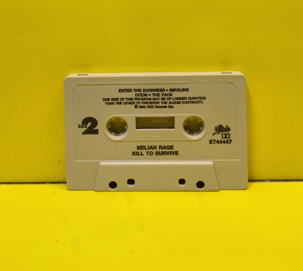 Meliah Rage - Kill To Survive - 1988 - FET 44447 - Used - EX - Cassettes - Beige Tape Shell With Smooth Edges