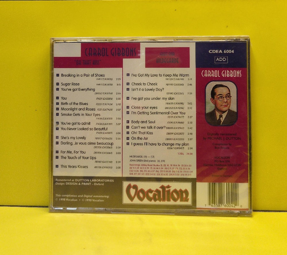 Carroll Gibbons & His Boyfriends With Guest Star Hildegarde - Oh That Kiss - 1998 - CDEA 6004 - New - Sealed - CDs