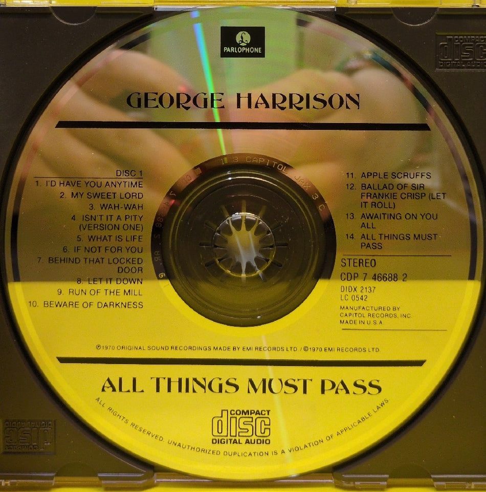 George Harrison - All Things Must Pass - 1987 - CDP 7 46688 2/CDP 7 46689 2 - Used - EX - CDs - Reissue - 2 CD Set, Separate Cases