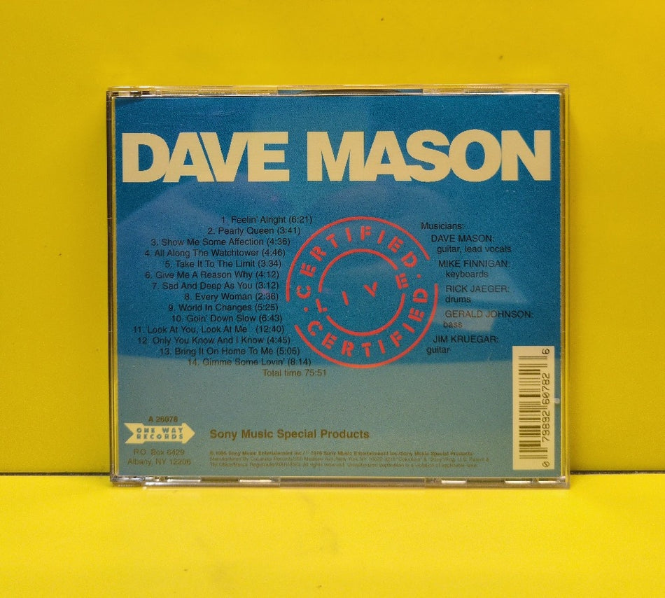 Dave Mason - Certified Live - 1995 - A 26078 - Used - EX - CDs - Reissue