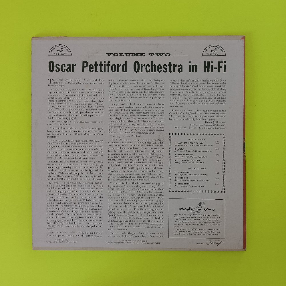 Oscar Pettiford Orchestra - In Hi-Fi Vol. 2 MONO - 1958 - ABC 227 - Used - EX - Vinyl