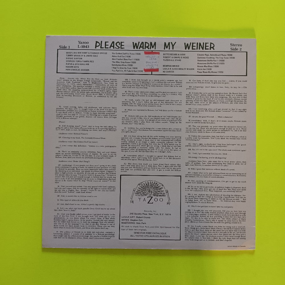 Various - Please Warm My Weiner - 1988 - L-1043 - Used - VG++ - Vinyl