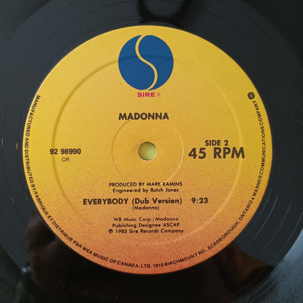 Madonna - Everybody 12" CANADA - 1982 - 92 98990 - Used - EX - Vinyl