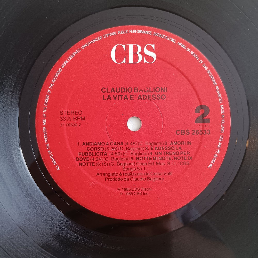 Claudio Baglioni - La Vita E Adesso HOLLAND - 1985 - 26533 - Used - VG+ - Vinyl