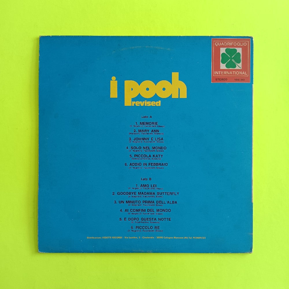 I Pooh - Revised ITALY - 1973 - VDS 243 - Used - VG+ - Vinyl
