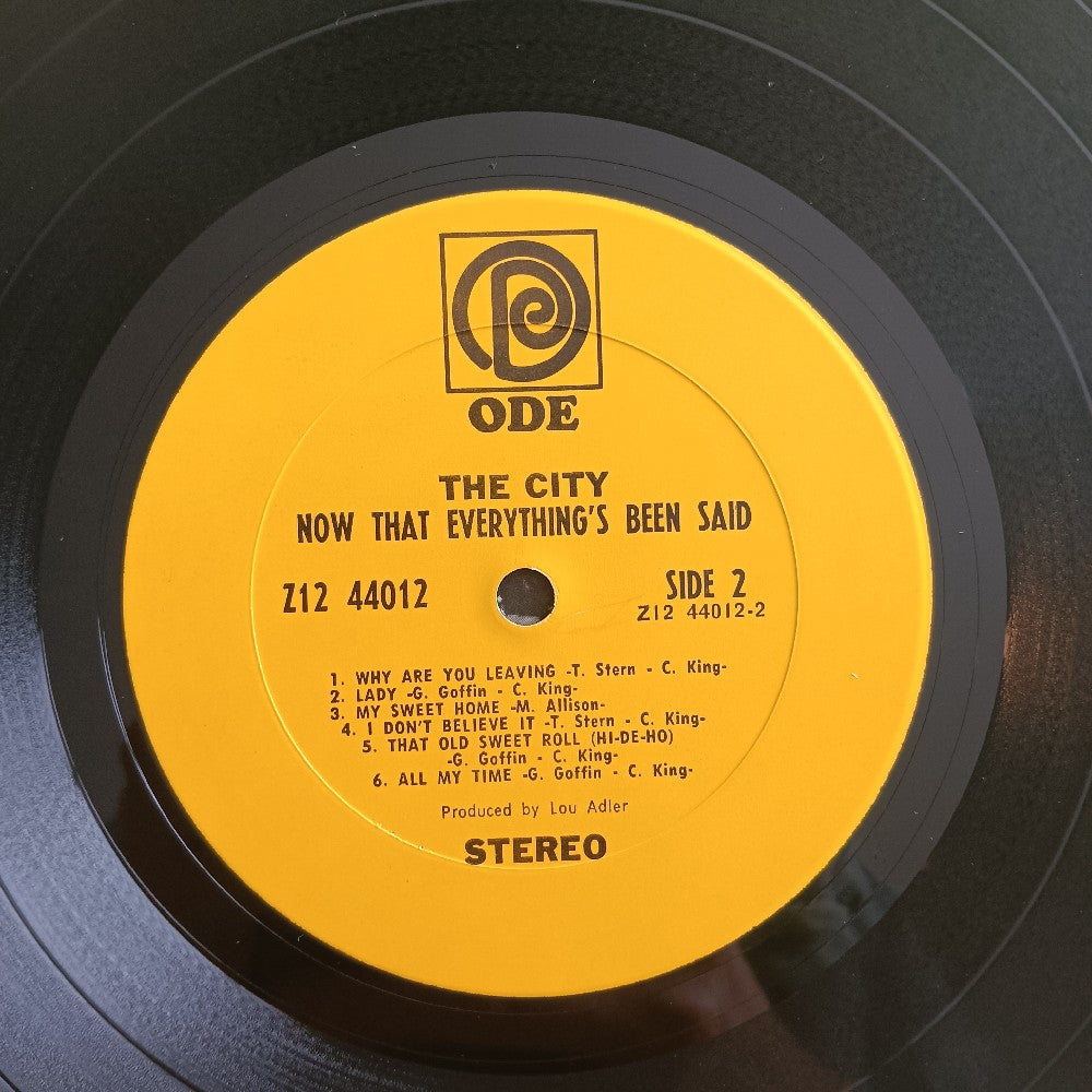 The City - Now That Everything's Been Said - 1969 - Z12 44 012 - Used - VG++ - Vinyl