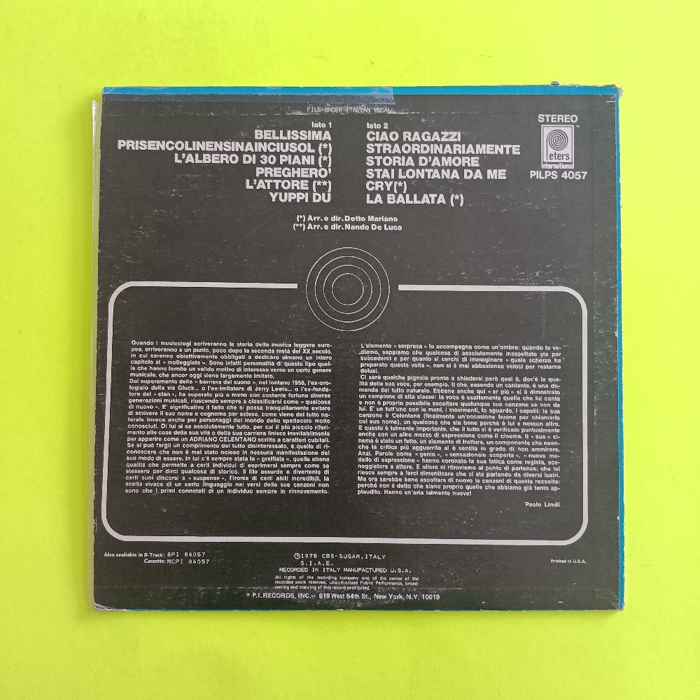 Adriano Celentano - Il Meglio Di Adriano Celentano - 1975 - PILPS 4057 - Used - VG++ - Vinyl