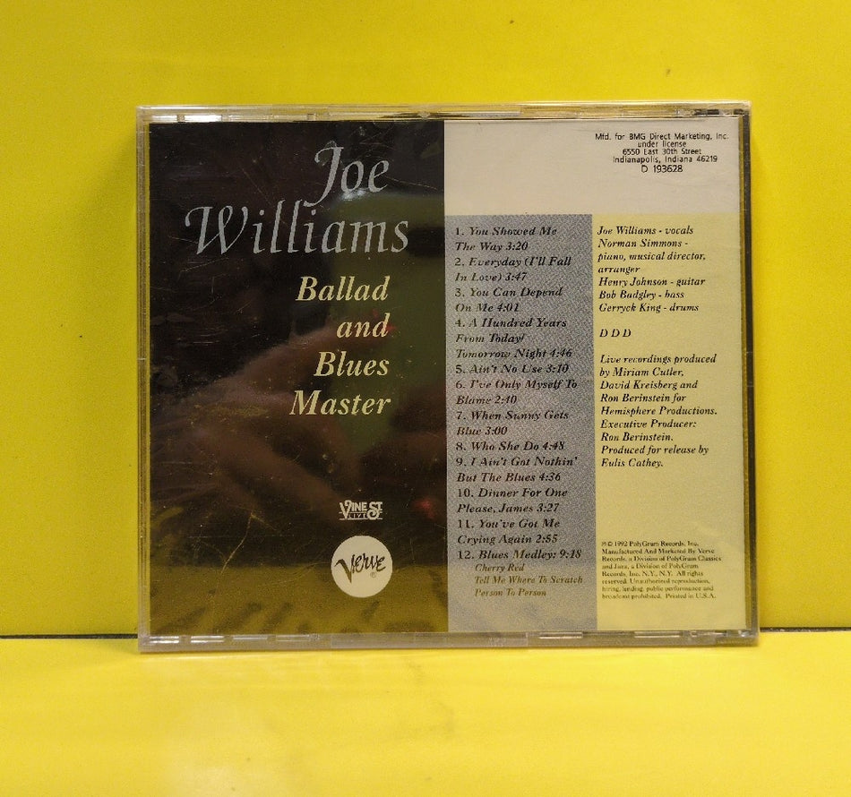 Joe Williams - Ballad And Blues Master - D 193628 / 314 511 354-2 - New - Sealed - CDs - BMG Club Edition