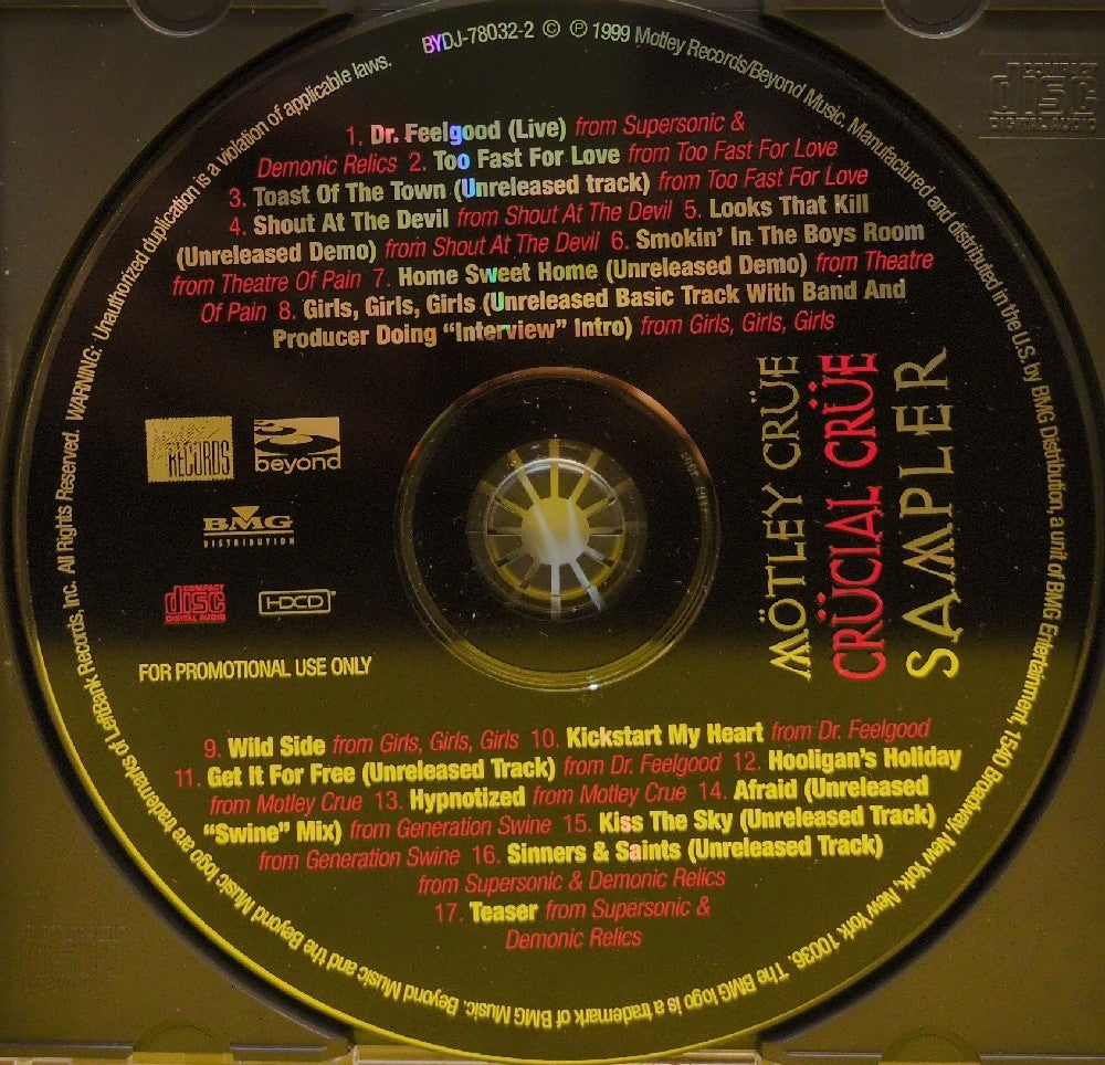 Motley Crue - Crucial Crue Sampler - 1999 - BYDJ-78032-2 - Used - EX - CDs - HDCD - Promo