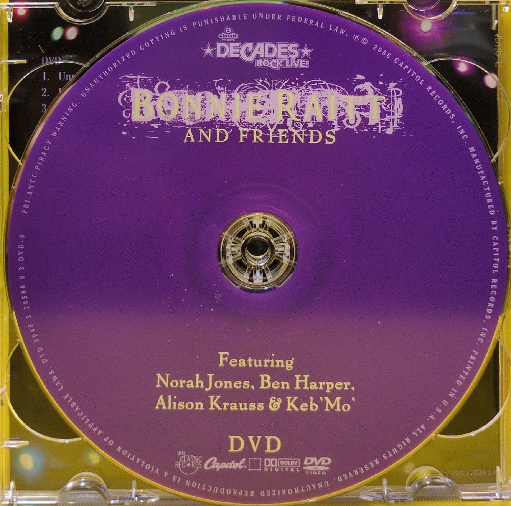Bonnie Raitt And Friends Featuring Norah Jones, Ben Harper, Alison Krauss & Keb'Mo' - Bonnie Raitt And Friends - 2006 - CDP 0946 3 70588 2 4 - Used - EX - CDs - CD/DVD Set