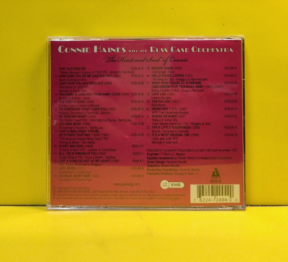 Connie Haines With The Russ Case Orchestra - Heart and Soul Of Connie - 2009 - ACD-4 - Used - EX - CDs