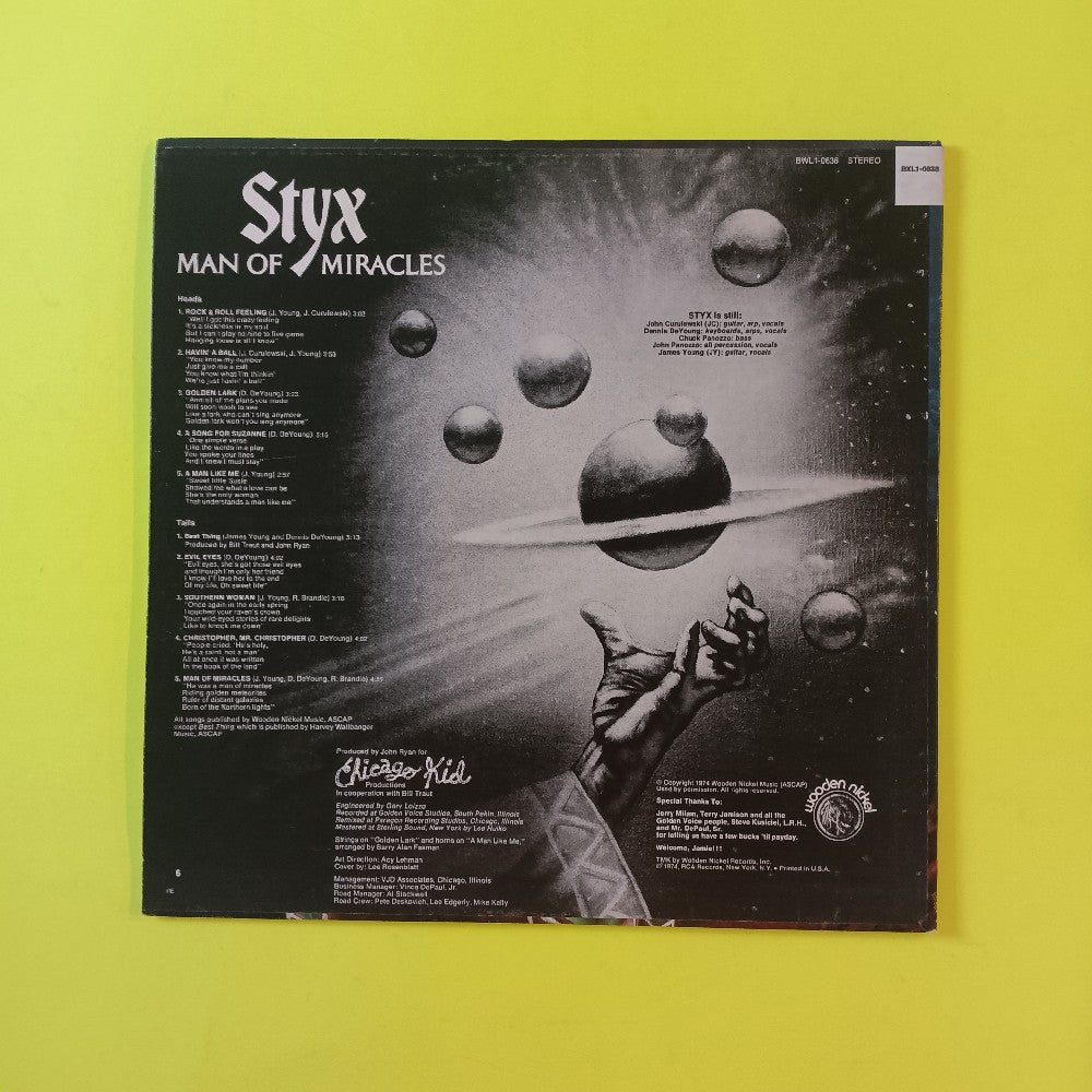 Styx - Man Of Miracles - 1974 - BXL1-0638 - Used - VG++ - Vinyl