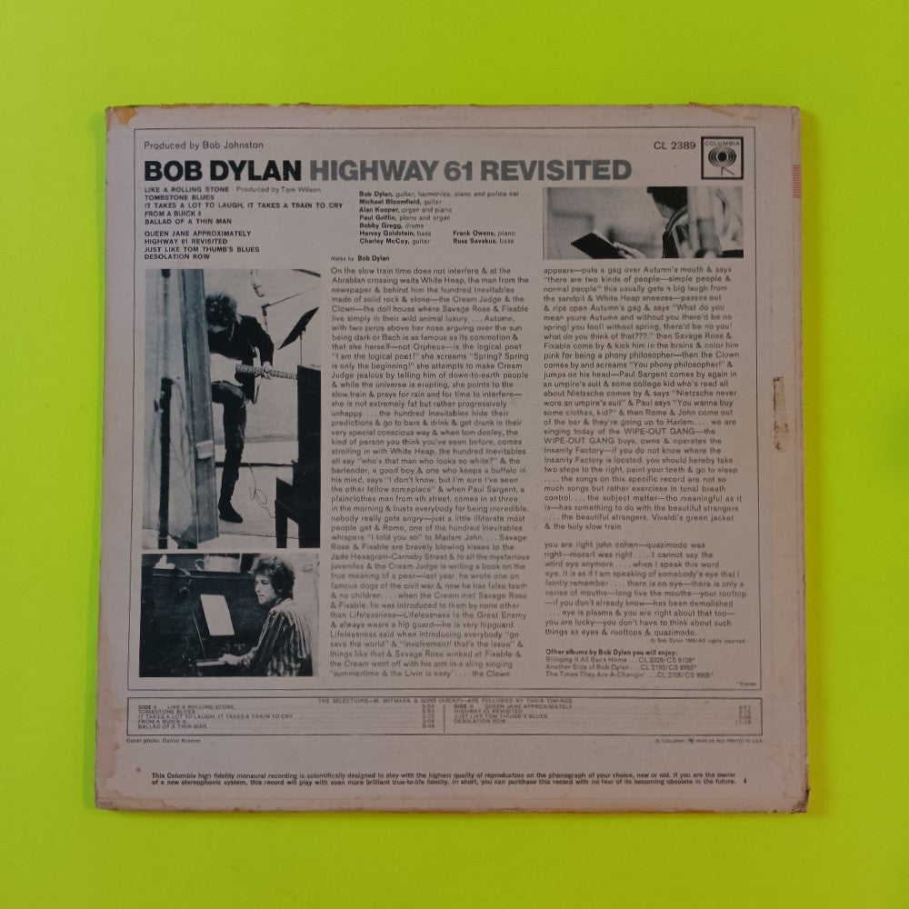 Bob Dylan - Highway 61 Revisited MONO PROMO - 1965 - CL 2389 - Used - VG++ - Vinyl