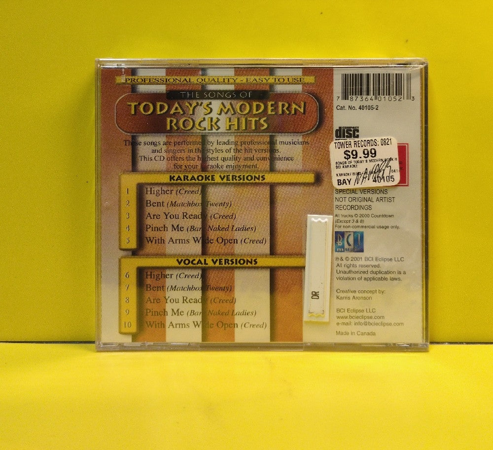 Various - Karaoke: Today's Modern Rock Hits - 2001 - 40105-2 - New - Sealed - CDs - Canadian Import