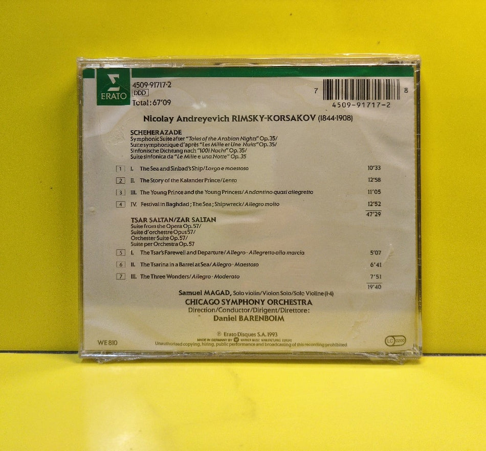 Rimsky-Korsakov, Samuel Magad, Chicago Symphony Orchestra, Daniel Barenboim - Scheherazade / Tsar Saltan - 1993 - 4509-91717-2 - New - Sealed - CDs - European Import