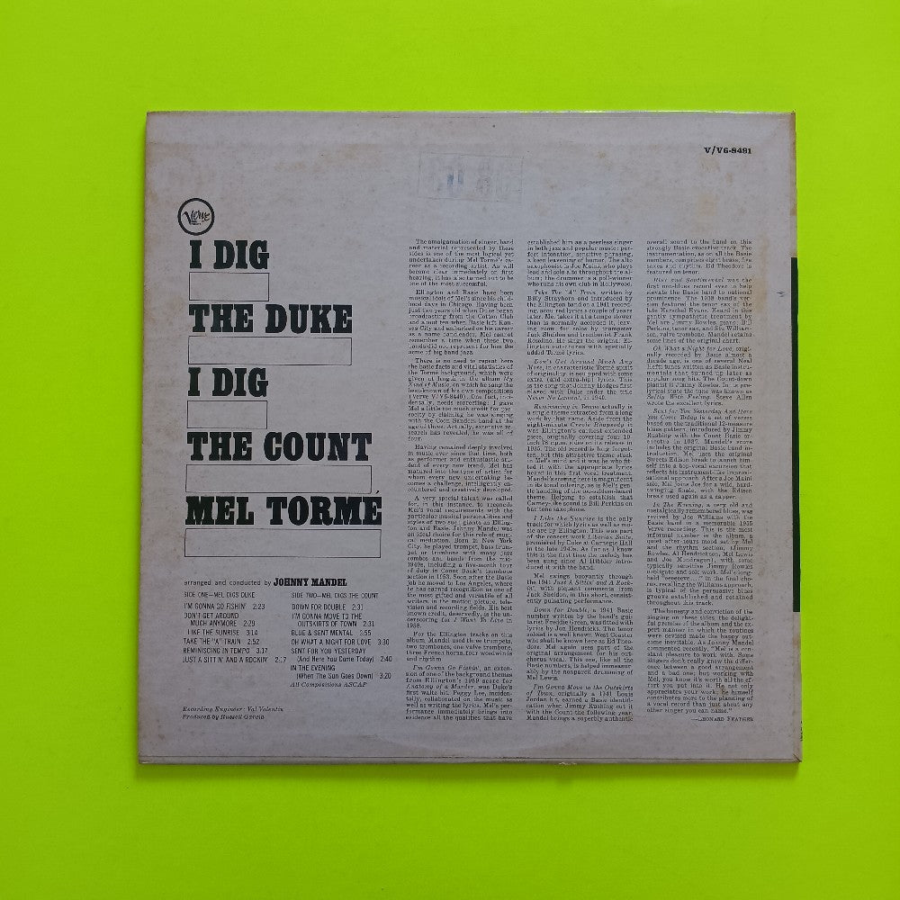 Mel Torme - I Dig The Duke I Dig The Count OG MONO - 1962 - V-8491 - Used - VG++ - Vinyl