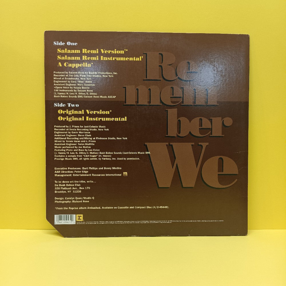Da Bush Babees - Remember We 12" - 1995 - 0-41943 - Used - VG++ - Vinyl