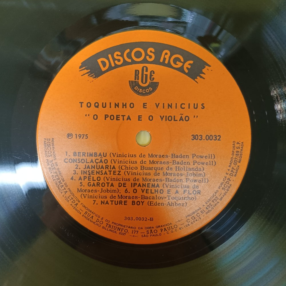 Toquinho E Vinicius - O Poeta E O Violao BRAZIL 1ST PRESS - 1975 - 303.0032 - Used - VG++ - Vinyl