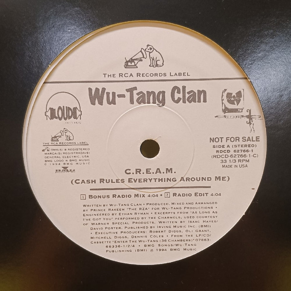 Wu-Tang Clan - C.R.E.A.M. 12" PROMO - 1994 - RDCD 62766-1 - Used - VG++ - Vinyl