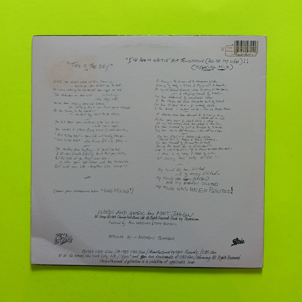 The The - This Is The Day 12" PROMO - 1983 - 49-04315 - Used - EX - Vinyl