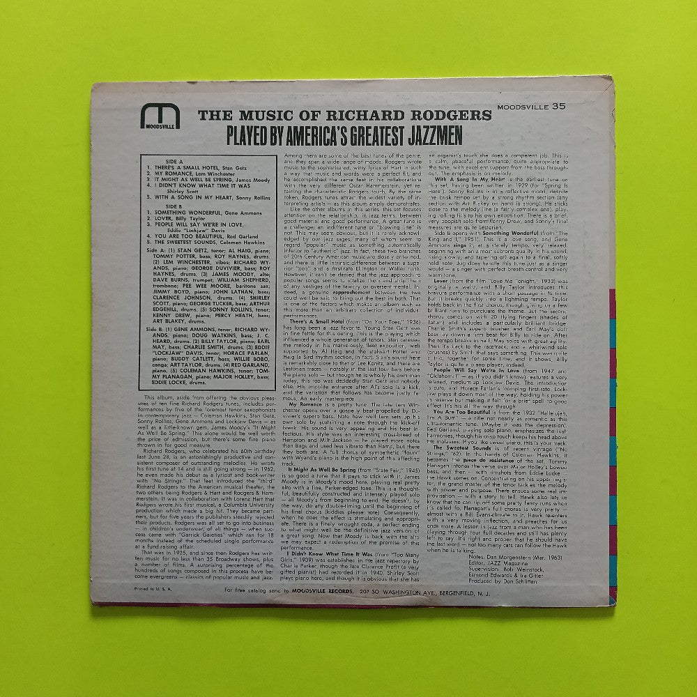 V/A - Music Of Richard Rodgers Played By America's Greatest Jazzmen - 1964 - MVST35 - Used - VG+ - Vinyl