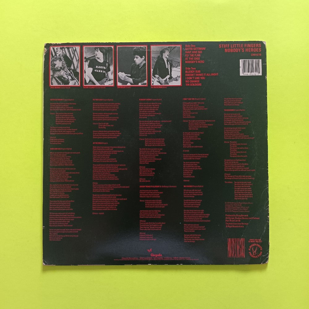 Stiff Little Fingers - Nobody's Heroes OG - 1980 - CHR 1270 - Used - VG++ - Vinyl