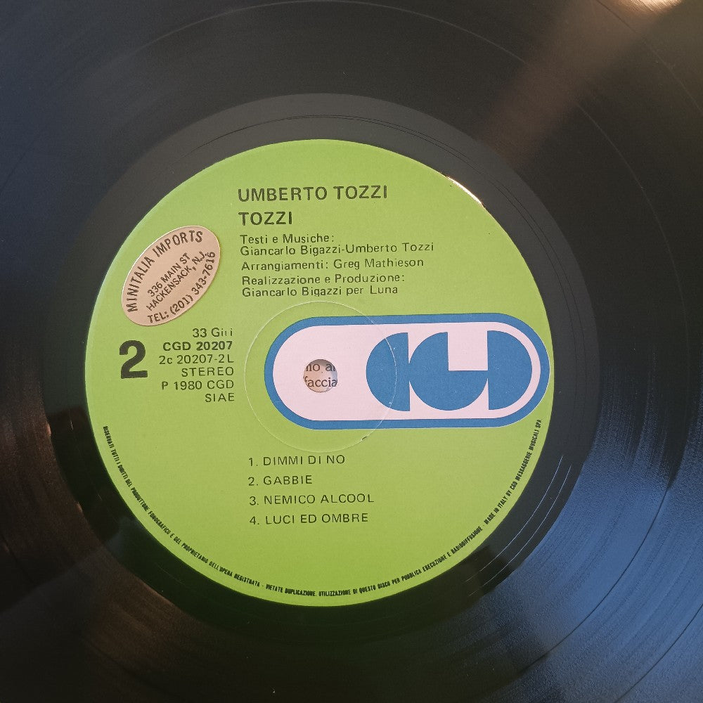 Umberto Tozzi - Tozzi ITALY - 1980 - CGD 20207 - Used - VG+ - Vinyl
