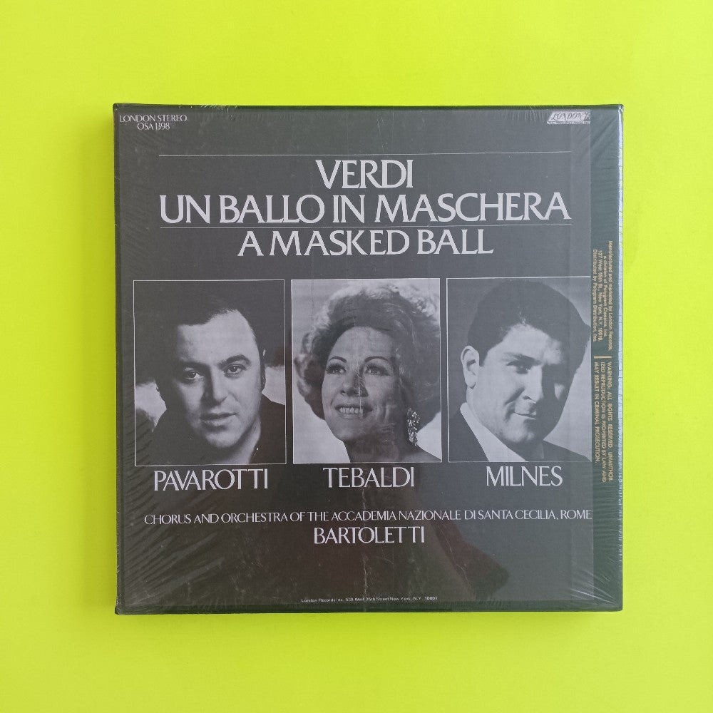 Verdi: Tebaldi Pavarotti Milnes - A Masked Ball 3LP Box Set - 1971 - OSA 1398 - New - Sealed - Vinyl