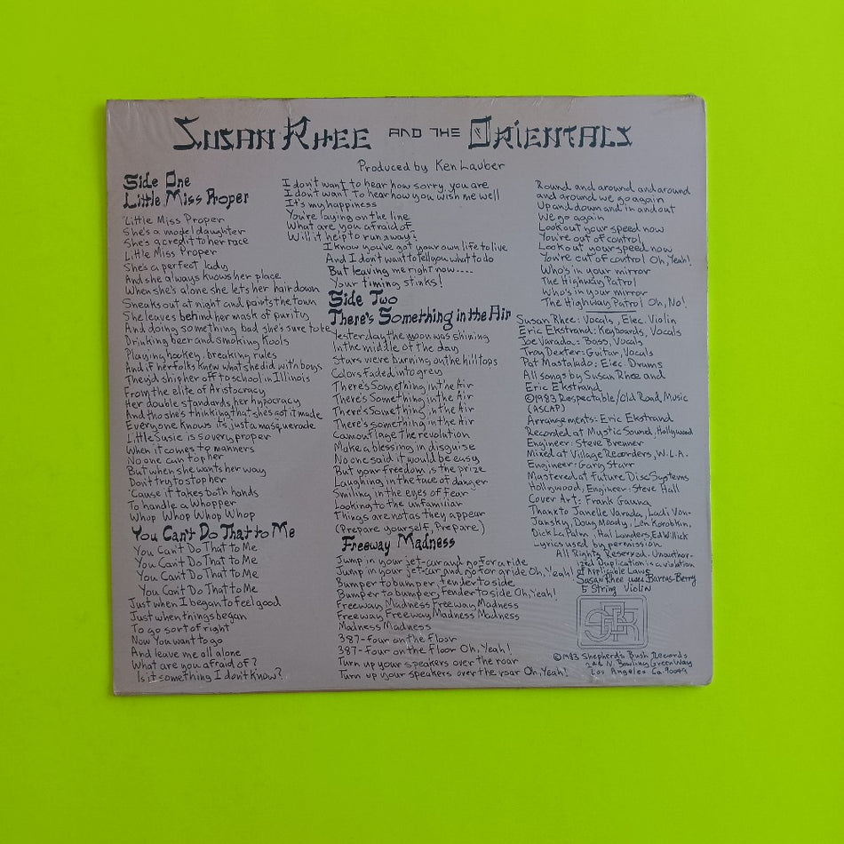 Susan Rhee & The Orientals - Self Titled  - 1983 - SBR 7927 - New - Sealed - Vinyl