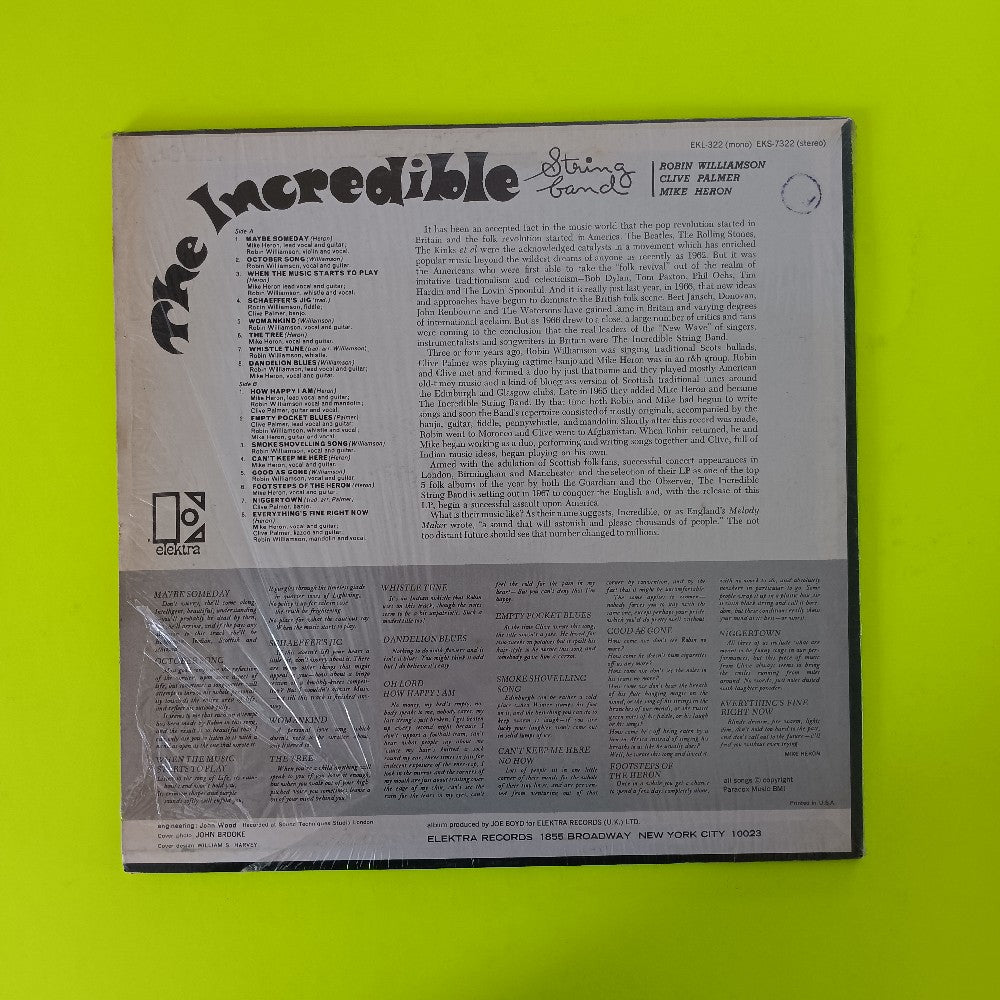 Incredible String Band  - Incredible String Band / Self Titled OG SHRINK - 1967 - EKS 7322 - Used - VG++ - Vinyl