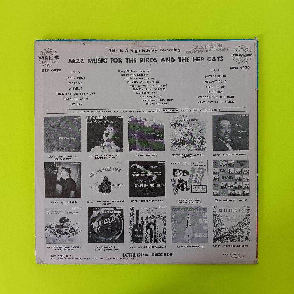 Russ Garcia & Marty Paich - Jazz Music For The Birds & Hep Cats - 1958 - 6039 - Used - VG++ - Vinyl