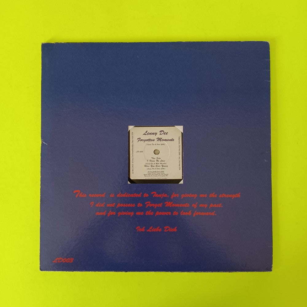 Lenny Dee - Forgotten Moments 12" - 1997 - LD003 - Used - VG+ - Vinyl