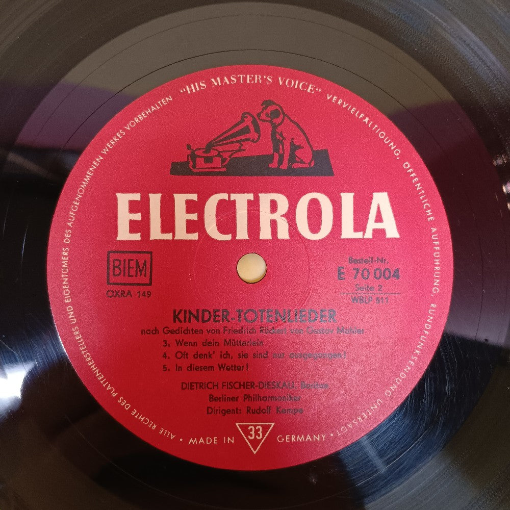 Dietrich Fischer-Dieskau - Mahler: Kinder-Totenlieder 10" GERMANY - 1955 - E 70 004 - Used - VG++ - Vinyl