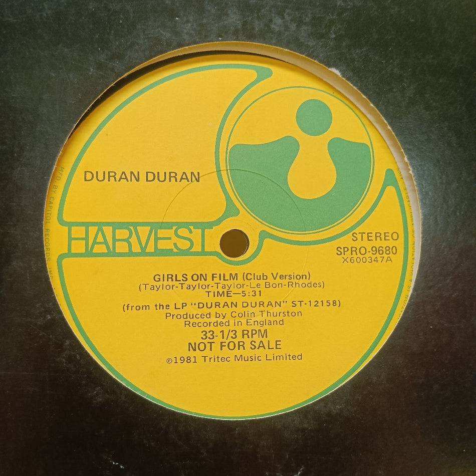 Duran Duran - Girls On Film 12" PROMO - 1981 - SPRO 9680 - Used - VG++ - Vinyl