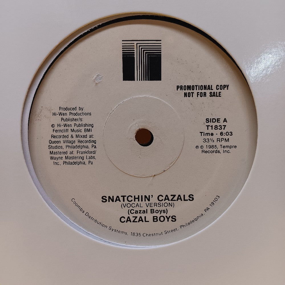 Cazal Boys - Snatchin' Cazals 12" PROMO - 1985 - T1837 - Used - VG++ - Vinyl