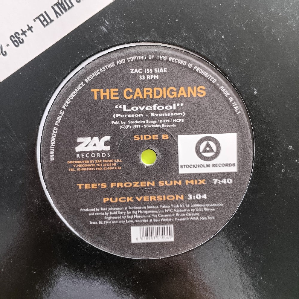 The Cardigans - Lovefool ITALY 12" - 1997 - ZAC 155 - Used - VG+ - Vinyl
