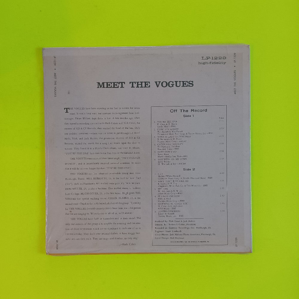 The Vogues - Meet The Vogues - 1965 - LP 1229 - New - Sealed - Vinyl