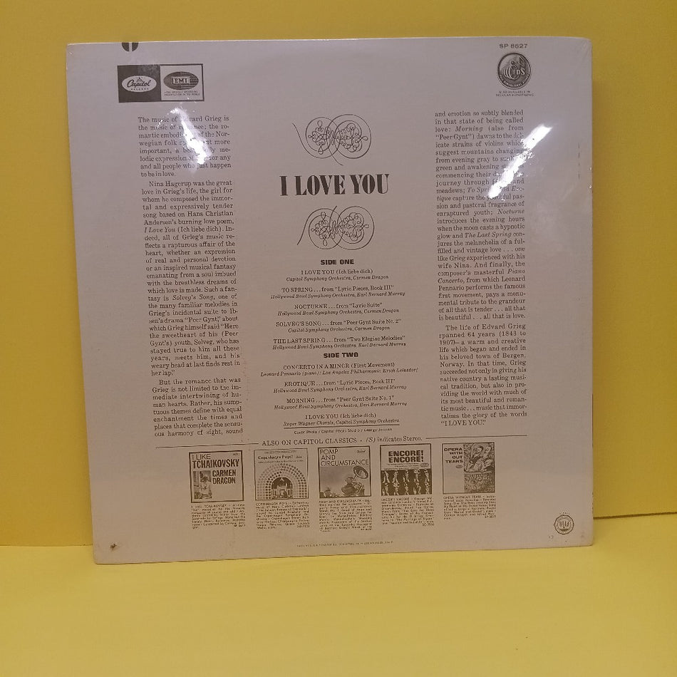 Leonard Pennario / Hollywood Bowl Symph. Orch - I Love You Romantic Melodies Of Edvard Grieg - SP 8627 - New - Sealed - Vinyl